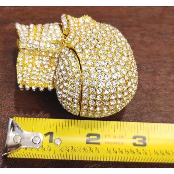 Golden Skull Trinket Jewelry Box with Stunning Rhinestone? Appx 2.75x2x2.5" - Picture 14 of 16